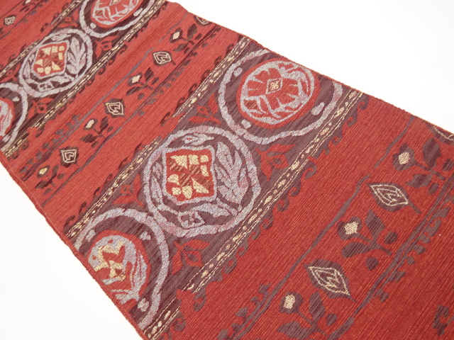 JAPANESE KIMONO / VINTAGE NAGOYA OBI / WOVEN ABSTRACT FLOWER